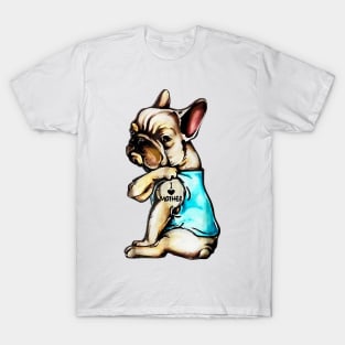 Funny French Bulldog Dog I Love Mother Tattoo French Bulldog T-Shirt T-Shirt